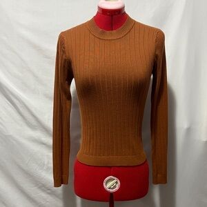 Forever 21 Brown Ribbed Long Sleeve Top MM75